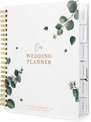 Miniatura 13 de Libro y organizador de boda atemporal premium de alta calidad, libro de planificación de bodas, carpeta completa de recuerdo y cuenta regresiva