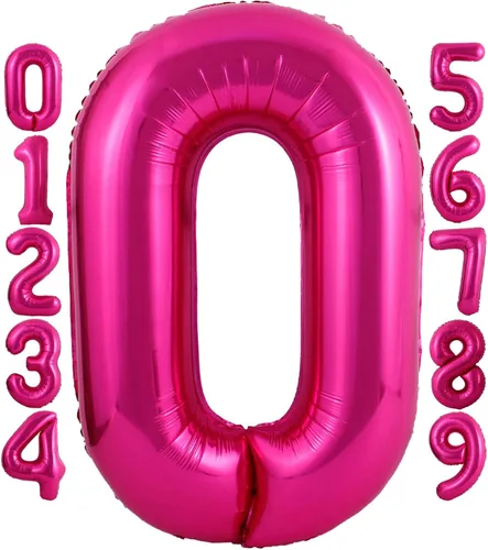 Miniatura 13 de Globo rosa intenso de 40 pulgadas con el número 6, de gran tamaño, de papel de aluminio de Mylar de gran tamaño, globos de helio rosa brillante