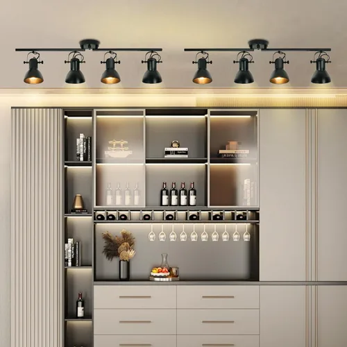 Miniatura 4 de Accesorios de iluminación de pista de techo negro Iluminación de pista Accesorios de iluminación de cocina Lámpara de techo 4 ángulos de luz