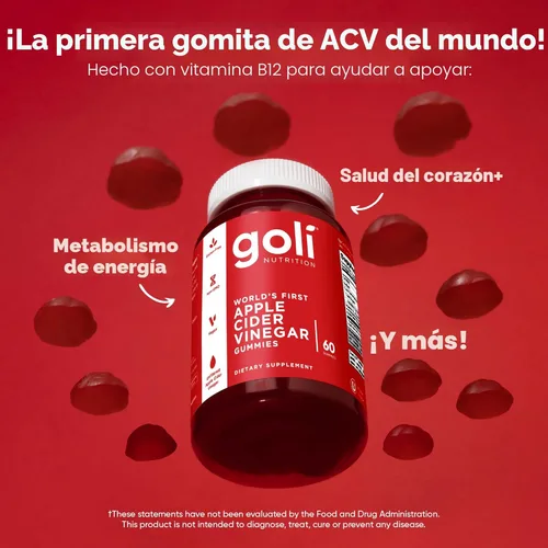 Miniatura 4 de Goli Vitaminas Gomosas de Vinagre de Sidra de Manzana - 60 Unidades - Vitamina B12, Sin Gelatina, Sin Gluten, Veganas y Sin OGM