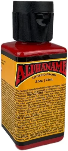 Alphanamel - Alpha Red - Pintura de esmalte para pinstriping, pintura de letreros, rotulación, bellas artes, 36 colores, múltiples tamaños, 2.5 oz
