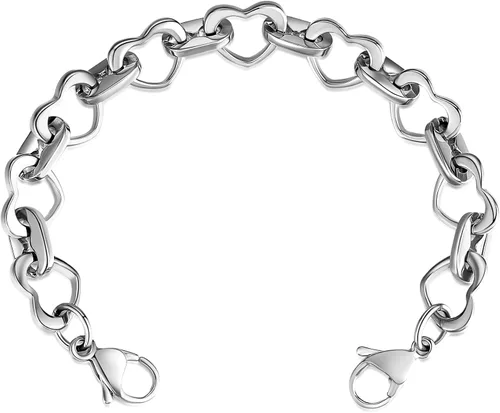 Miniatura 7 de LinnaLove Pulsera de alerta médica intercambiable de acero inoxidable con eslabones de corazón