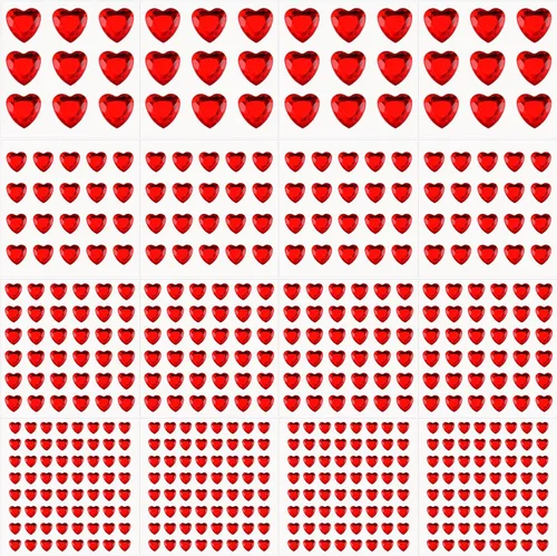 Miniatura 8 de Chuangdi 516 calcomanías de diamantes de imitación de corazón, acrílicas, gemas de corazón, gemas de cristal, autoadhesivas, parte trasera plana