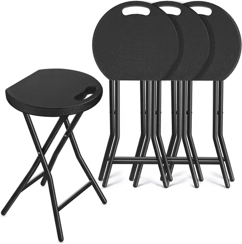 Miniatura 13 de TAVR Furniture Silla plegable portátil con asa, taburete plegable redondo resistente con capacidad de 500 libras para adultos, taburete plegable