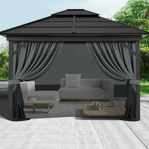 Miniatura 6 de Cortinas de privacidad con cremallera, 4 paneles de pared lateral, reemplazo universal para patio, toldo al aire libre, jardín y patio trasero