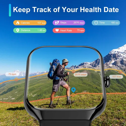 Miniatura 4 de Reloj inteligente para hombres y mujeres, responder/hacer llamadas, reloj de fitness HD de 1.96 pulgadas con monitor de frecuencia cardíaca, monitor