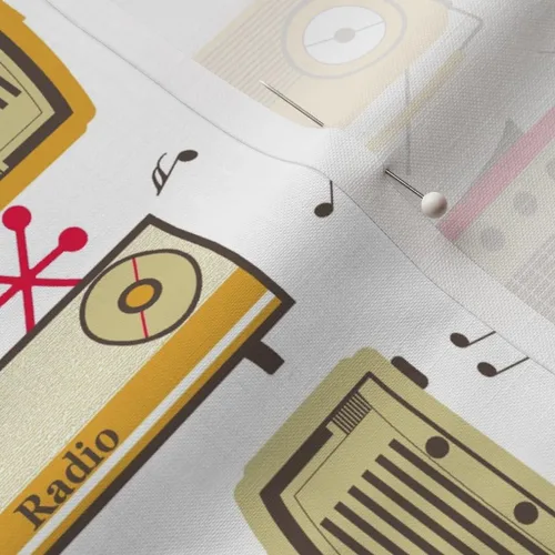Miniatura 5 de Spoonflower Tela - Retro Atomic Technology Music Mid Century Geek Radio impresa en tela de gasa Fat Quarter - Vestidos de moda para costura