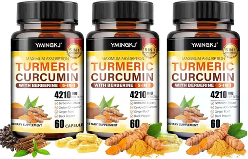 Miniatura 9 de Suplemento de curcumina de cúrcuma con pimienta negra y botánicos bioactivos, cúrcuma, jengibre, berberina, canela de Ceilán, suplemento premium