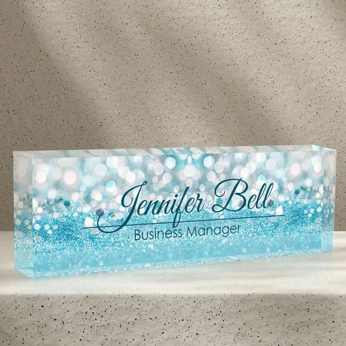Miniatura 26 de Placa de nombre de escritorio personalizada, diamantes azules, regalo de decoración de oficina para profesores, jefes, empleados