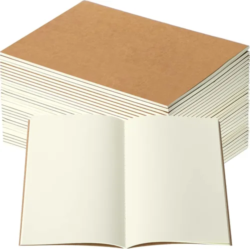 Thenshop 30 cuadernos de papel kraft A5 en blanco, sin forro, cuadernos de bocetos de papel sin forro, cuadernos de composición 60 páginas de 8.3 x