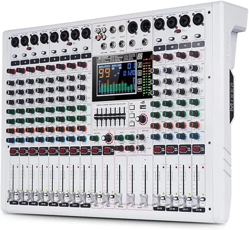 Miniatura 10 de GF8PRO - Consola de DJ profesional de 8 canales, con ecualizador de 7 etapas, 99 efectos de reverberación, pantalla LCD a color, función de silencio