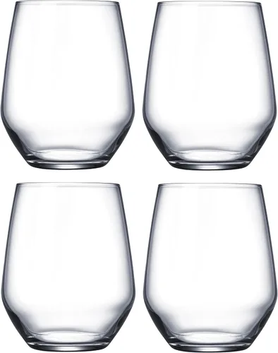 Miniatura 2 de Circleware Vasos básicos de vino blanco y rojo sin tallo, juego de 4, 16 onzas, cristalería de edición limitada