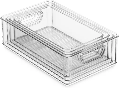 Miniatura 2 de Munfix Juego de 16 contenedores organizadores de refrigerador, cestas de plástico para organización y almacenamiento de despensa, organizadores