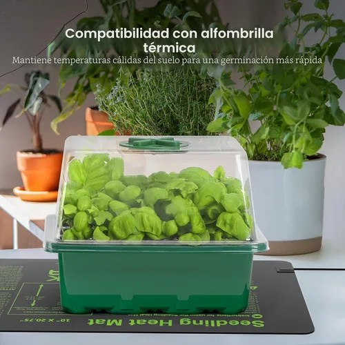 Miniatura 7 de Kit de inicio de semillas MIXC con luz de crecimiento, kit de bandeja para plántulas elevadas con cúpula de humedad ajustable y bandeja de celdas