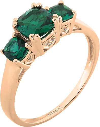 Miniatura 17 de Dazzlingrock Collection Anillo de boda de 3 piedras preciosas creadas en el centro de cojín de 0.04 quilates y diamante blanco natural redondo
