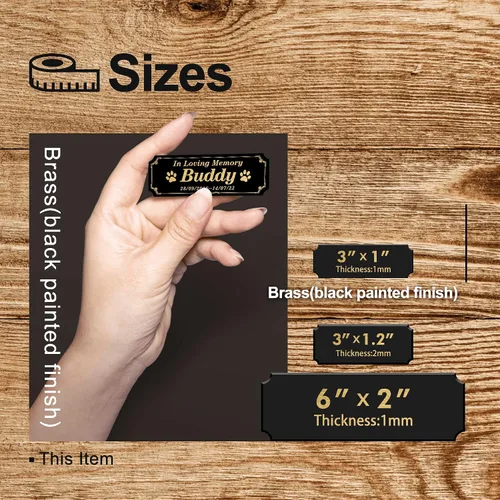 Miniatura 4 de Caramel Sweet Life Placas de nombre personalizadas, placa negra grabada con texto dorado, placas de trofeo grabadas, placa de nombre personalizada