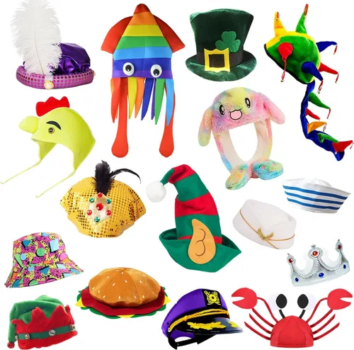 12 sombreros divertidos surtidos para fiesta loca para adultos y adolescentes, accesorios de cabina de fotos, accesorios de disfraces