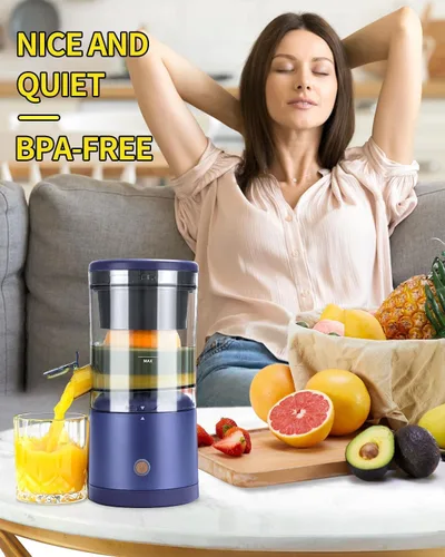 Miniatura 6 de SUNHAIXIA Exprimidor eléctrico recargable - Exprimidor de cítricos con tipo c recargable para jugo de naranja, limón y pomelo. (azul-45 vatios)