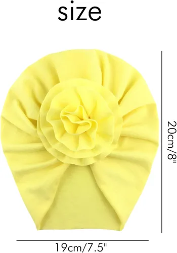 Miniatura 7 de inSowni Paquete de 8 gorros de turbante de hospital para guardería con flor grande para bebés, niñas, recién nacidos y bebés