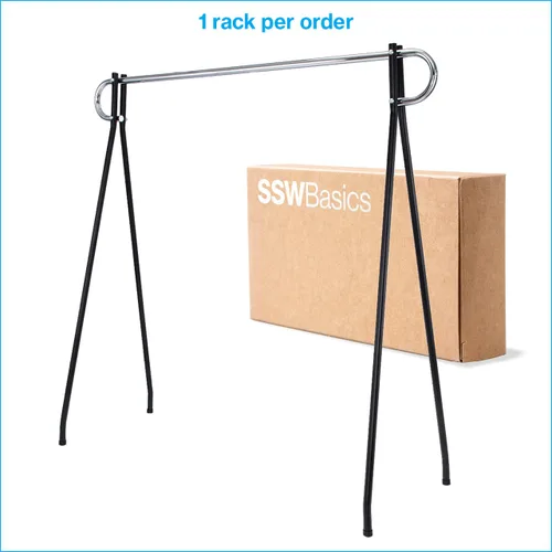 Miniatura 6 de SSWBasics Perchero de un solo riel negro y cromado de 60 x 60 pulgadas