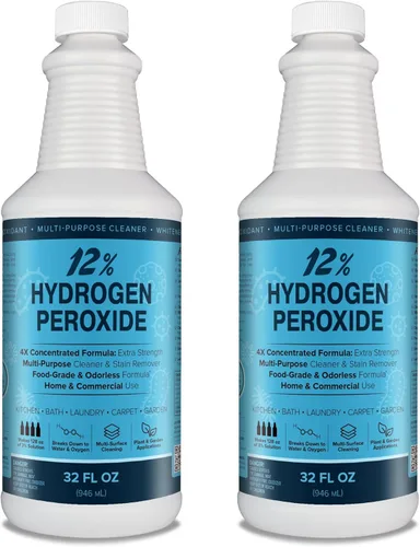 MAXTITE Solución de peróxido de hidrógeno al 12% (paquete de 2) de botellas de 32 onzas líquidas (solo H2O2 de grado alimenticio y agua!) – Solución