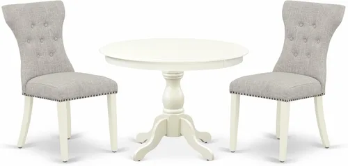 Miniatura 17 de East West Furniture HBGA5-AWA-03 - Juego de mesa de comedor de 5 piezas para 4 personas, incluye una mesa de cocina redonda con pedestal y 4 sillas