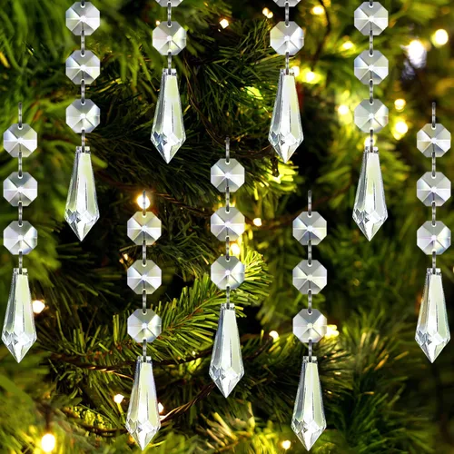 Miniatura 8 de Jishi 30 piezas de adornos de copo de nieve de cristal para decoración de árbol de Navidad, adornos de copo de nieve de acrílico transparente