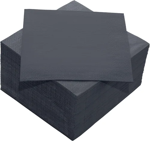 Miniatura 5 de Servilletas de cena negras, servilletas de papel desechables de 3 capas - para bar, cenas, bodas, cumpleaños, hechas en la UE, (125 unidades)