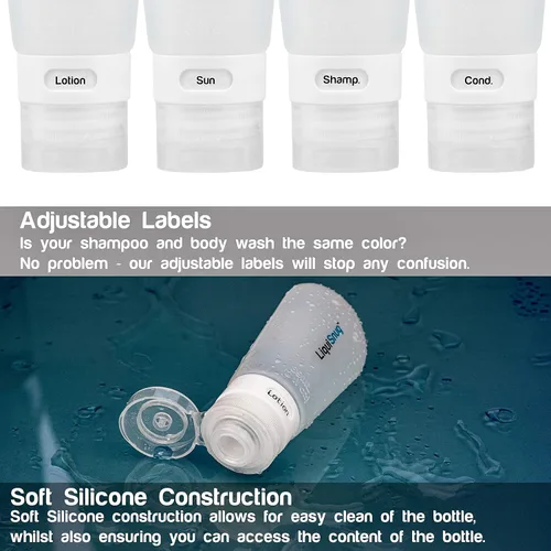 Miniatura 3 de LiquiSnugs, 100% a prueba de fugas, botellas de viaje, de silicona (3 unidades), aprobado por TSA, por TravelSnugs