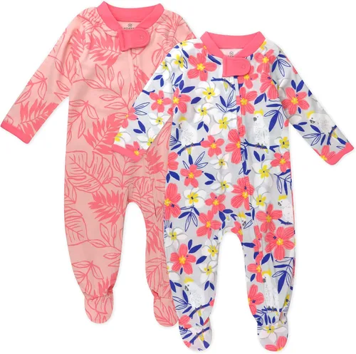 HonestBaby Footed Sleep & Play Pajamas Organic Cotton for Infant Baby Girls (LEGACY)