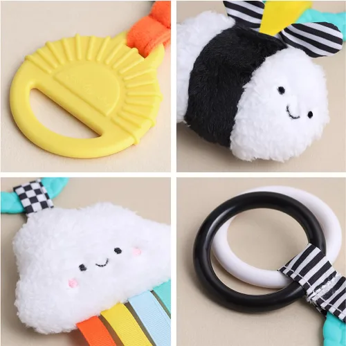 Miniatura 5 de Itzy Ritzy Juguete de Actividad para la Dentición - Juguete de Dentición Infantil Bitzy Busy Ring con Anillo Trenzado y Juguetes Colgantes, Incluye