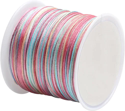 Miniatura 10 de Cordón de nailon para cuentas de 164.0 ft x 0.031 in, hilo de raso satinado de nailon trenzado para manualidades de macramé Mezcla de amarillo 1