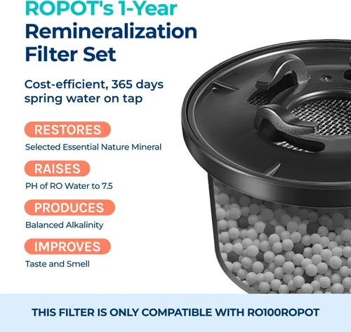Miniatura 3 de Bluevua Paquete doble de filtros de remineralización, set de un año para RO100ROPOT, alcalino para filtro de ósmosis inversa, remineraliza y aumenta