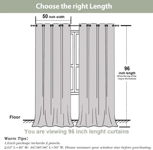 Miniatura 4 de OWENIE Cortinas 100% opacas de 96 pulgadas de largo, 2 paneles para dormitorio, sala de estar, cortinas superiores con aislamiento térmico