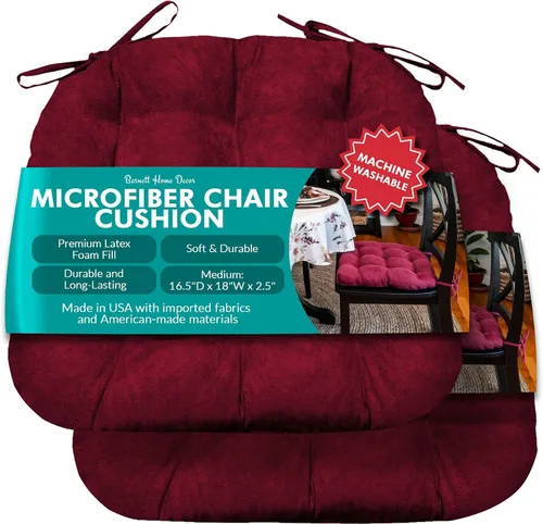 Miniatura 30 de Barnett Almohadilla para silla de comedor con lazos. Gamuza microfibra, microgamuza, reversible, relleno de espuma de látex, se puede lavar a Negro