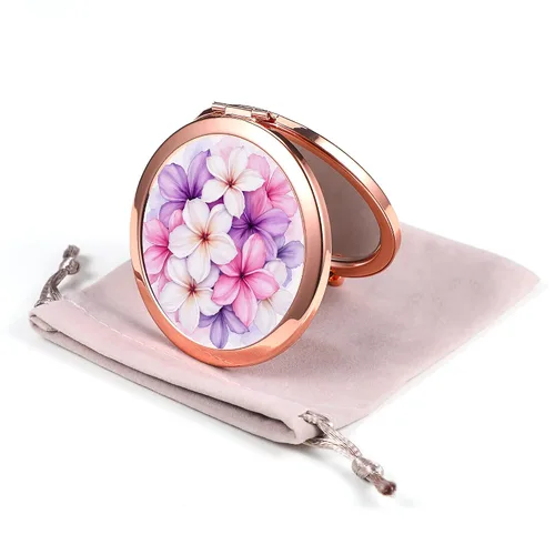 Miniatura 25 de Espejo Compacto Oro Rosa Espejo de Maquillaje Mini Espejo de Bolsillo Plegable Espejo de Mano Portátil de Doble Cara 2x 1x Aumento para Mujeres