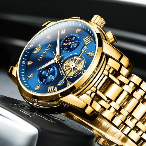 Miniatura 4 de OLEVS Relojes para hombre de plata, reloj de cronógrafo de acero inoxidable para hombre, reloj analógico de cuarzo de cara grande para hombre