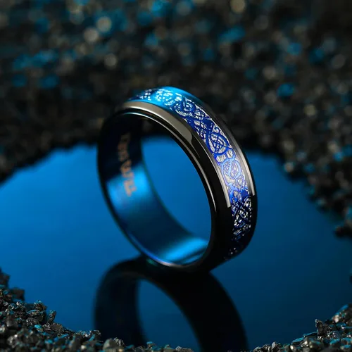 Miniatura 36 de King Will Anillo giratorio de acero inoxidable 316L para hombres y mujeres, 0.315 in de dragón/nudo celta, anillo para ansiedad para aliviar