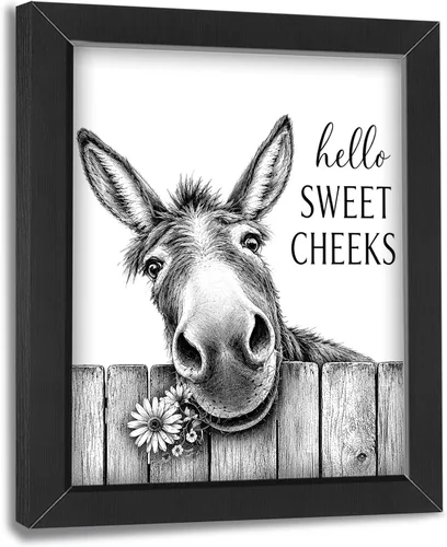 Miniatura 12 de Funny Bathroom Wall Art Framed Giraffe Bathroom Decor, Black and White Animal Canvas Print Picture Farmhouse Toilet Signs for Home Restroom, Black