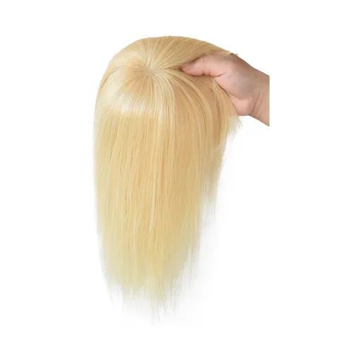 Miniatura 3 de Extensiones de cabello humano con clip con flequillo, base de seda, flecos de tupé superior para pérdida de adelgazamiento, extensiones de reemplazo