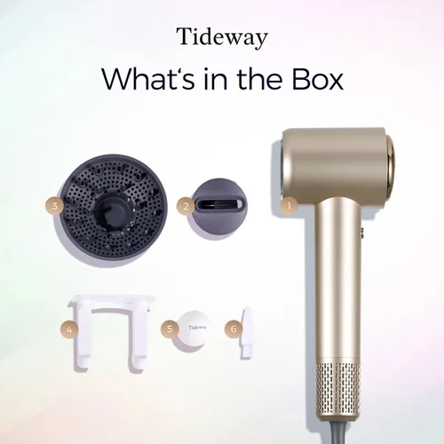 Miniatura 9 de Tideway Secador de pelo profesional de alta velocidad iónico 110,000 RPM, secador de pelo compacto con difusor magnético, secado rápido con motor