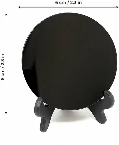 Miniatura 7 de Espejo rascador de obsidiana negra de 2.37 pulgadas con soporte, cristal curativo espiritual para brujería, meditación y adivinación de energía