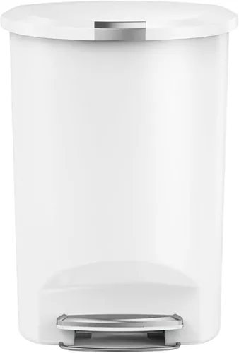 simplehuman Basurero semicircular de 50 litros con tapa de cierre suave para cocina, manos libres, color blanco