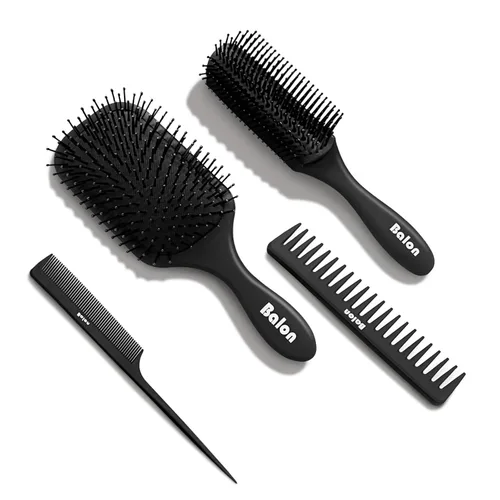 Cepillo de pelo Balon para mujeres y hombres, juego de cepillo de paleta de 4 piezas, cepillo desenredante, peine para cabello largo, grueso, fino y