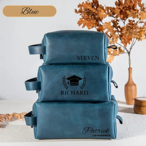 Miniatura 9 de Regalos de graduación, neceser de cuero personalizado para hombres, regalo de maestría universitaria para él, padrinos de boda, marido, papá, novio
