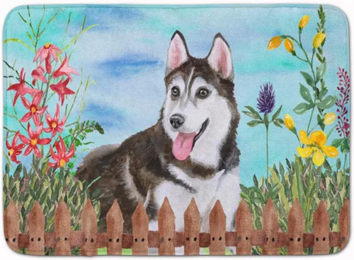Caroline's Treasures CK1274RUG - Tapete de espuma viscoelástica lavable a máquina, diseño de husky siberiano n.º 2, tapete de baño antideslizante,