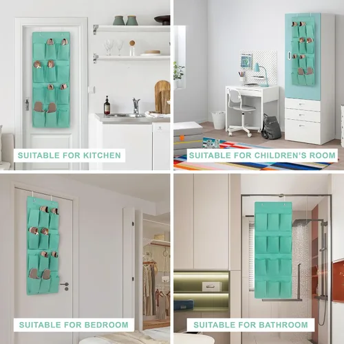 Miniatura 7 de Organizador de zapatos sobre la puerta, soporte de almacenamiento colgante con 12 bolsillos grandes para puerta de armario, zapatos para hombres