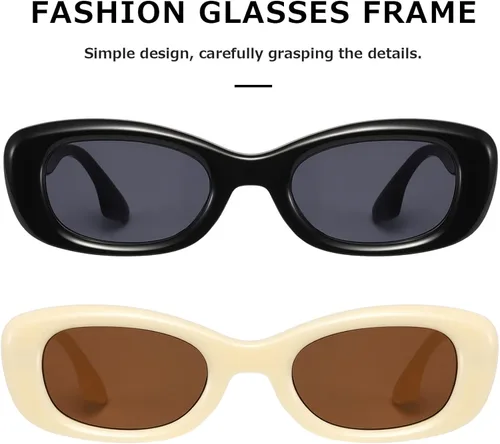 Miniatura 3 de kimorn Lentes de sol rectangulares para mujeres y hombres, modernos, retro, a la moda, gafas de sol vintage de los años 90, protección UV 400, marco