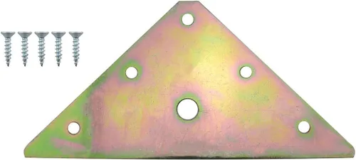Miniatura 3 de 6 piezas de placas de reparación triangulares con tornillos de montaje, 4.84 x 3.5 pulgadas, color zinc metal fijación recta estante de unión esquina