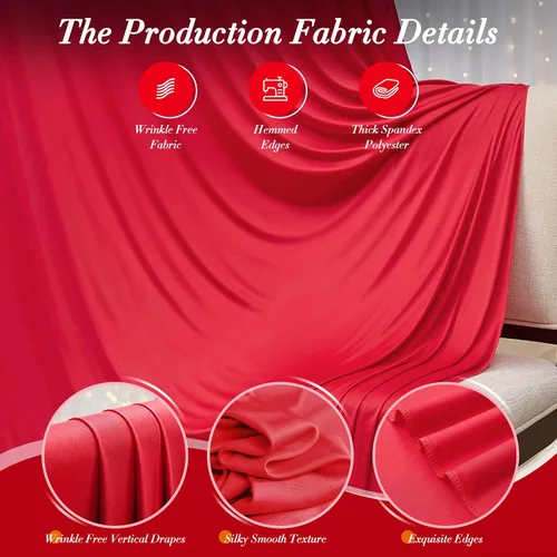 Miniatura 4 de Cortinas de fondo rojo de 10 x 10 pies para fiestas, bodas, sin arrugas, cortinas de fotos rojas, cortinas de telón de fondo para decoración